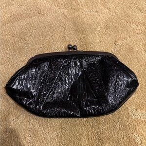 Jessica McClintock Black Satin Evening Clutch